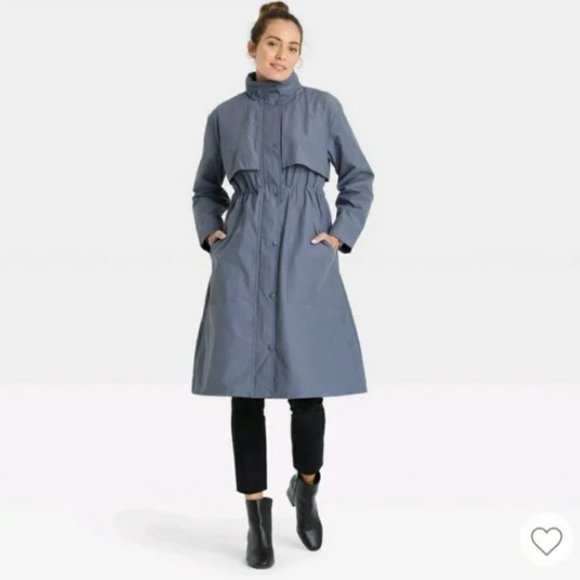 a new day Jackets & Blazers - NWOT A New Day Women's Rain Resistant Trench Coat Slate Blue Size XL